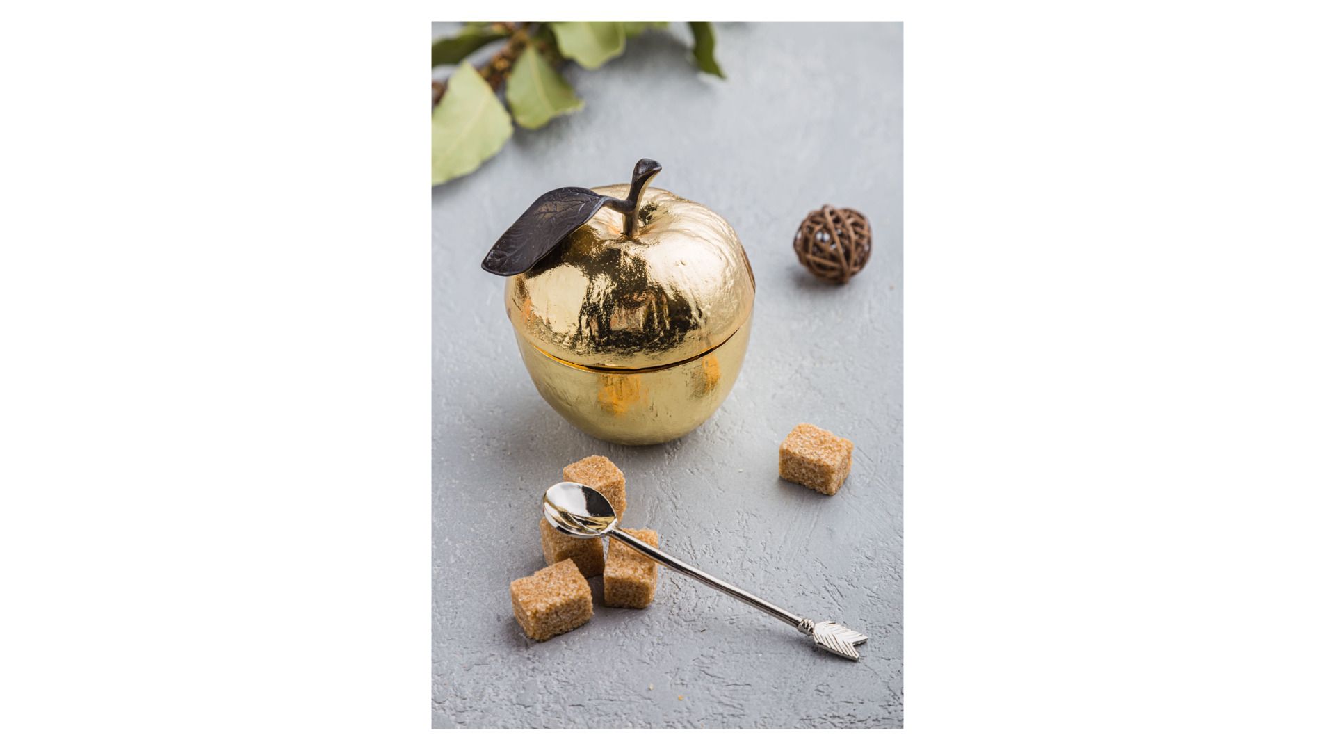 Сахарница с ложкой Michael Aram Apple Gold 110782