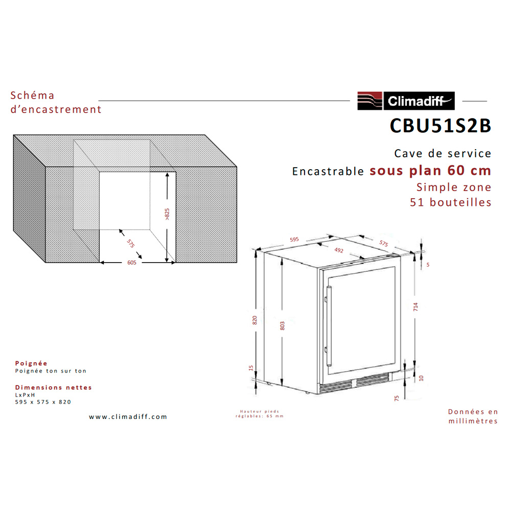 Винный шкаф Climadiff CBU51S2B