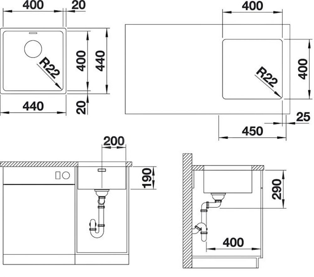 Кухонная мойка Blanco Andano 400-U InFino 522959