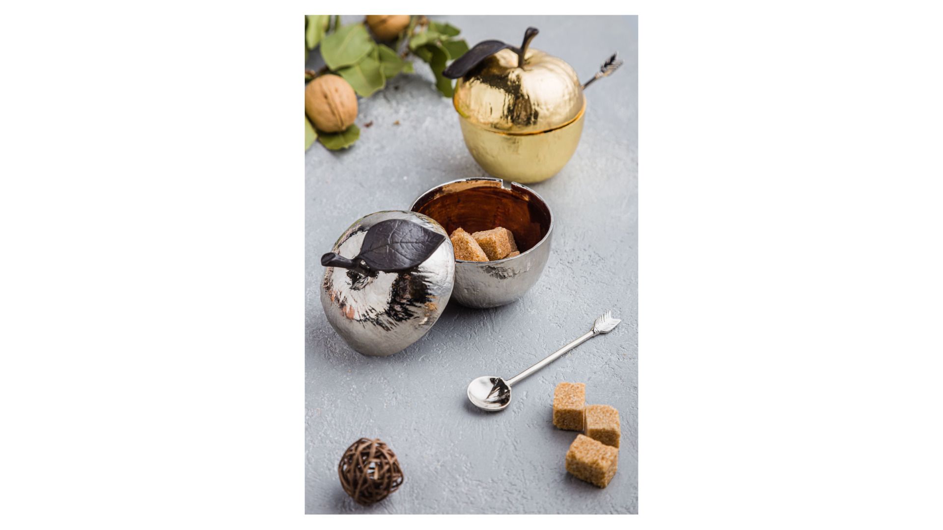 Сахарница с ложкой Michael Aram Apple Silver 110780