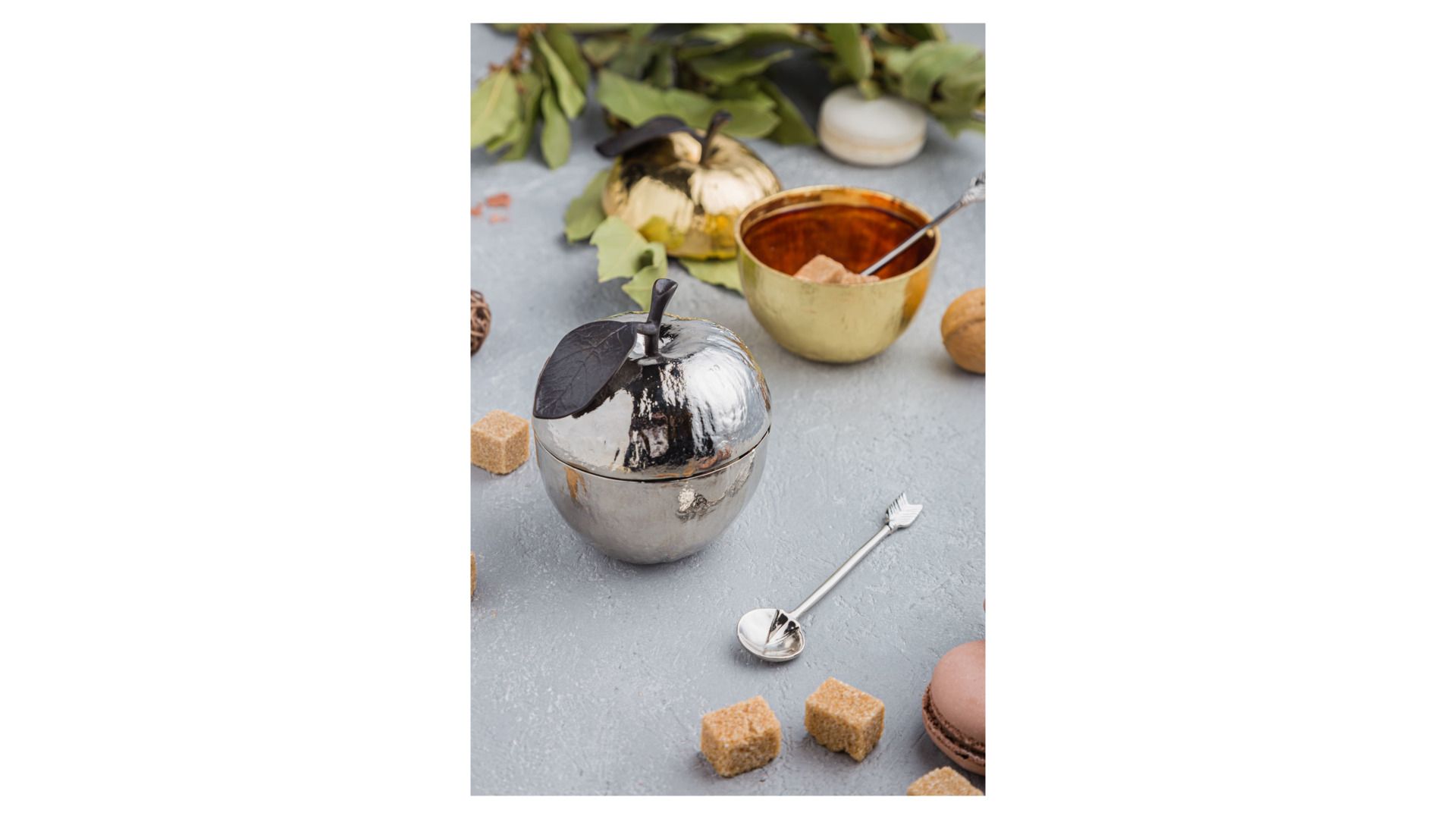 Сахарница с ложкой Michael Aram Apple Silver 110780