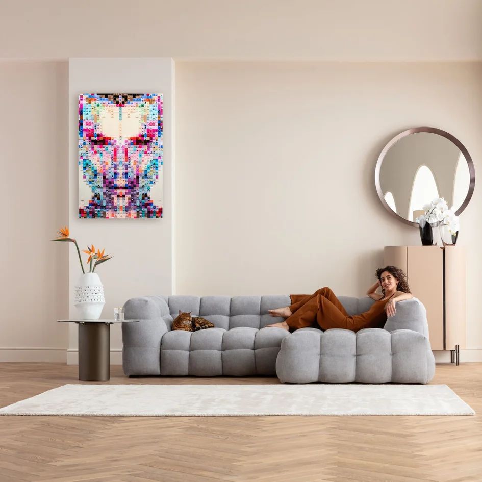 Картина KARE Bild Glas Pixel Face 56574