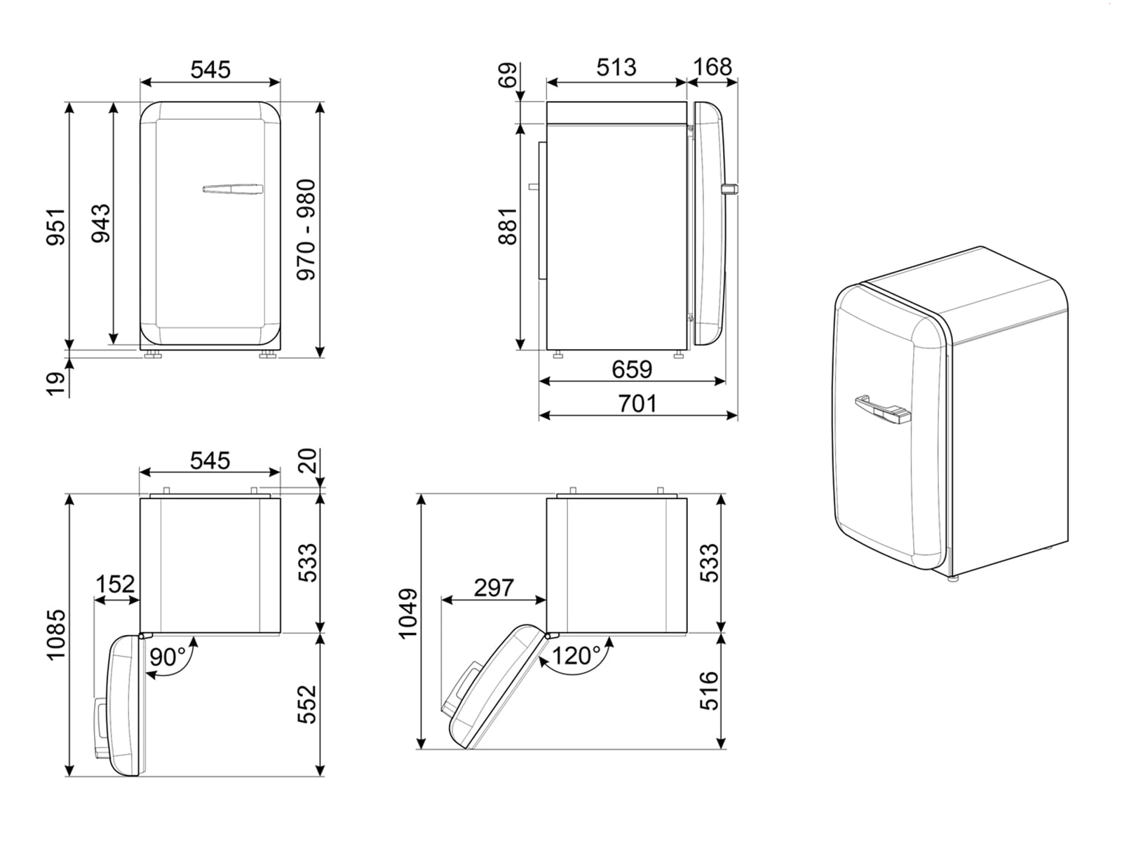 Холодильник SMEG FAB10LWH6