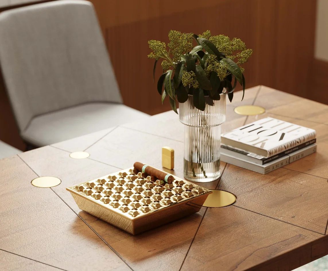 Пепельница KARE Ascher Soho Square Brass 61676