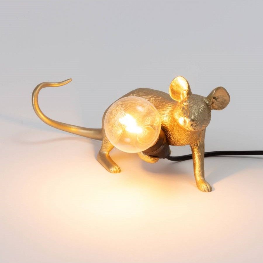 Настольная лампа Seletti Mouse Lamp Lop Gold 15232