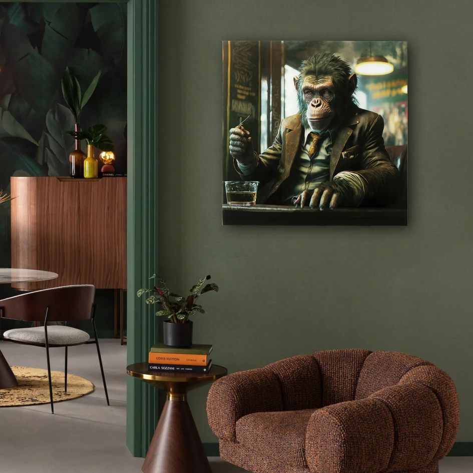 Картина KARE Glasbild Drinking Monkey 56267