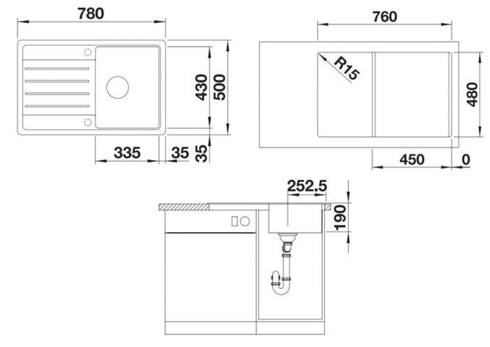 Кухонная мойка Blanco Legra 45S Silgranit Anthracite 522201