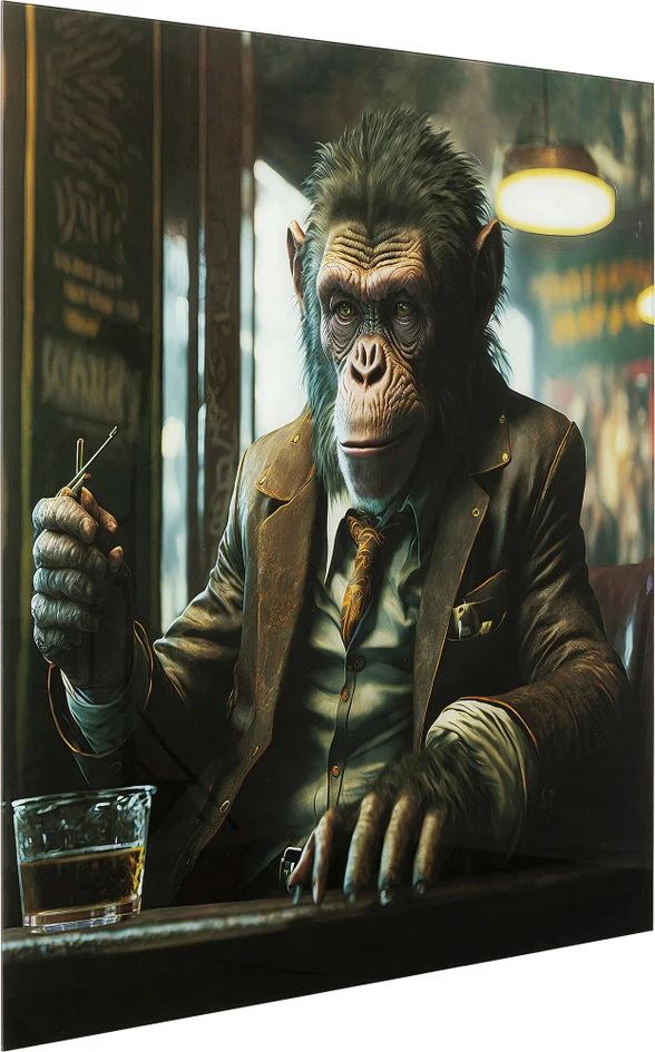Картина KARE Glasbild Drinking Monkey 56267