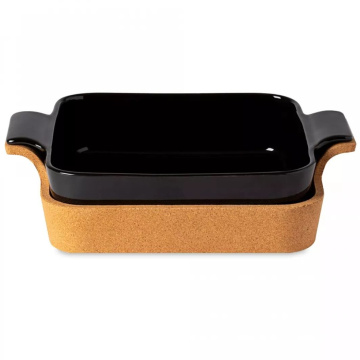 Форма для запекания с подставкой Casafina Ensemble Square Baker with Cork Tray Black DQ321-902