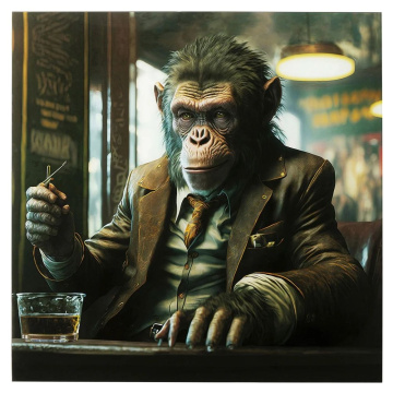 Картина KARE Glasbild Drinking Monkey 56267