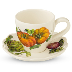 Чашка чайная с блюдцем Nuova Cer Mercato della Terra Tazza tè con piatto 7417-MDT