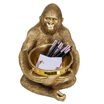 Мелочница KARE Deko Figur Gorilla Holding Bowl Gold 53361