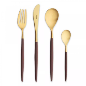 Набор столовых приборов Cutipol Mio Brown Matte Brushed Gold Plated MI.006.BGB