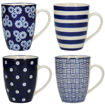 4 кружки KitchenCraft London Pottery Blue Tulip Mugs Set JY18LT31