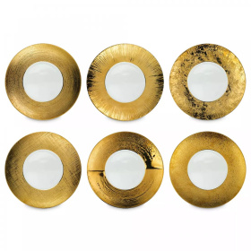 Набор из 6 тарелок Le Coq Porcelaine Deras Gold Finish Mix Decor Presentation Plate Set LDERX35OR011290