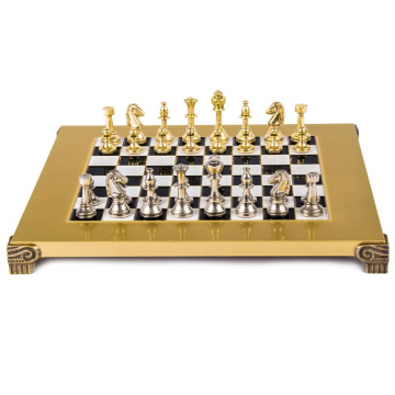 Шахматы Manopoulos Handcrafted Classic Metal Staunton Chess Set S32BLA