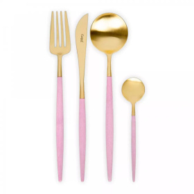 Набор столовых приборов Cutipol Goa Pink Matte Brushed Gold Plated GO.006.PKGB