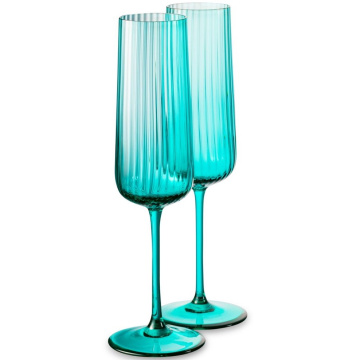 2 бокала для шампанского Anna Von Lipa Ripple Aperitive Glass Turquoise Set AVL-653-15