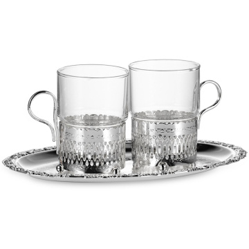 Набор стаканов с подстаканниками Queen Anne 2 Roman Tea Cups on Oval Tray 0/6321