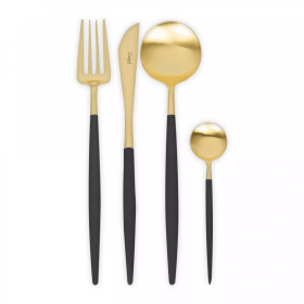 Набор столовых приборов Cutipol Goa Black Matte Brushed Gold Plated GO.006.GB