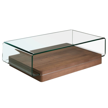 Журнальный стол Angel Cerdá Mesa centro rectangular cristal templado y nogal 2004 AC-054180
