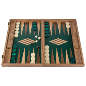 Нарды Manopoulos Premium Handcrafted Walnut with Green Oak Backgammon Set BKY1
