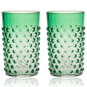 2 стакана для воды Klimchi Underlay Dark Green Hobnail Tumblers Set 21013/200-322/27