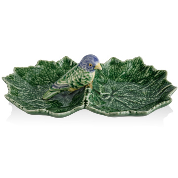 Менажница Bordallo Pinheiro Cinerária Double Leaf with Blue Bird 65002704