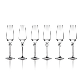 6 бокалов для шампанского Zepter Magic Harmony Crystal & Stainless Steel Champagne Glasses LS-023-3