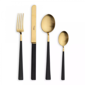 Набор столовых приборов Cutipol Kube Matte Brushed Gold Plated KU.006.GB