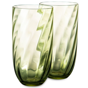 2 стакана для воды Anna Von Lipa Swirl Olive Green Set AVL-512-32