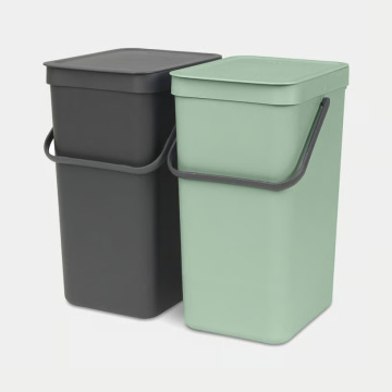 Комплект ведер для мусора Brabantia Sort & Go Built-in Bin Jade Green & Grey Set 214462