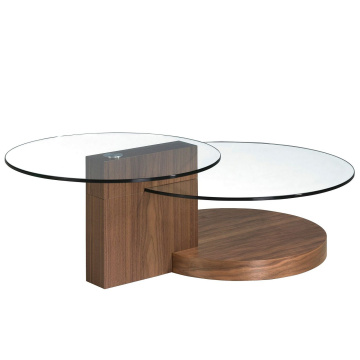 Журнальный стол Angel Cerdá Mesa centro redonda cristal templado y nogal 2019 AC-033111